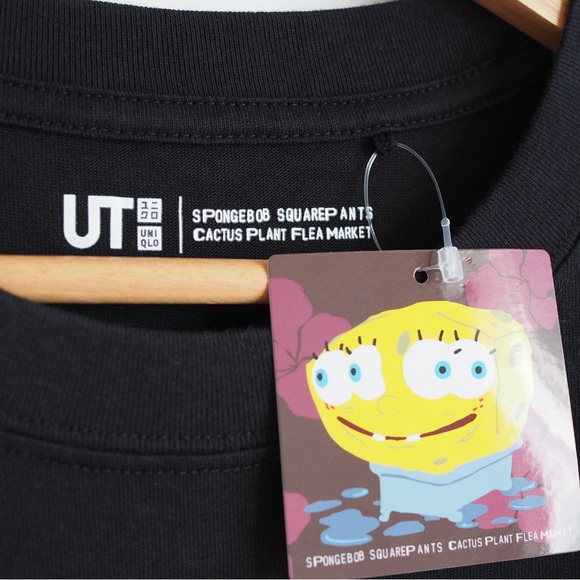 Spongebob Squarepants Oversized Black Cactus Plant Flea Market Uniqlo T Shirt - Picture 5 of 7